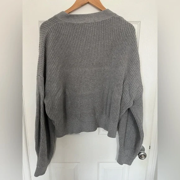 & Other Stories Slouchy Gray Cotton Cardigan - Picture 3 of 3